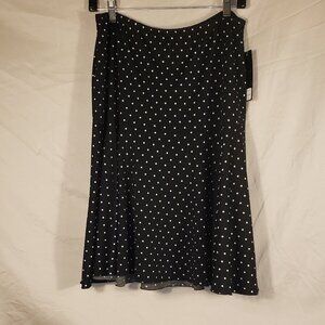 NWT Andrea Quinn Black & White Polka Dot Skirt - L
